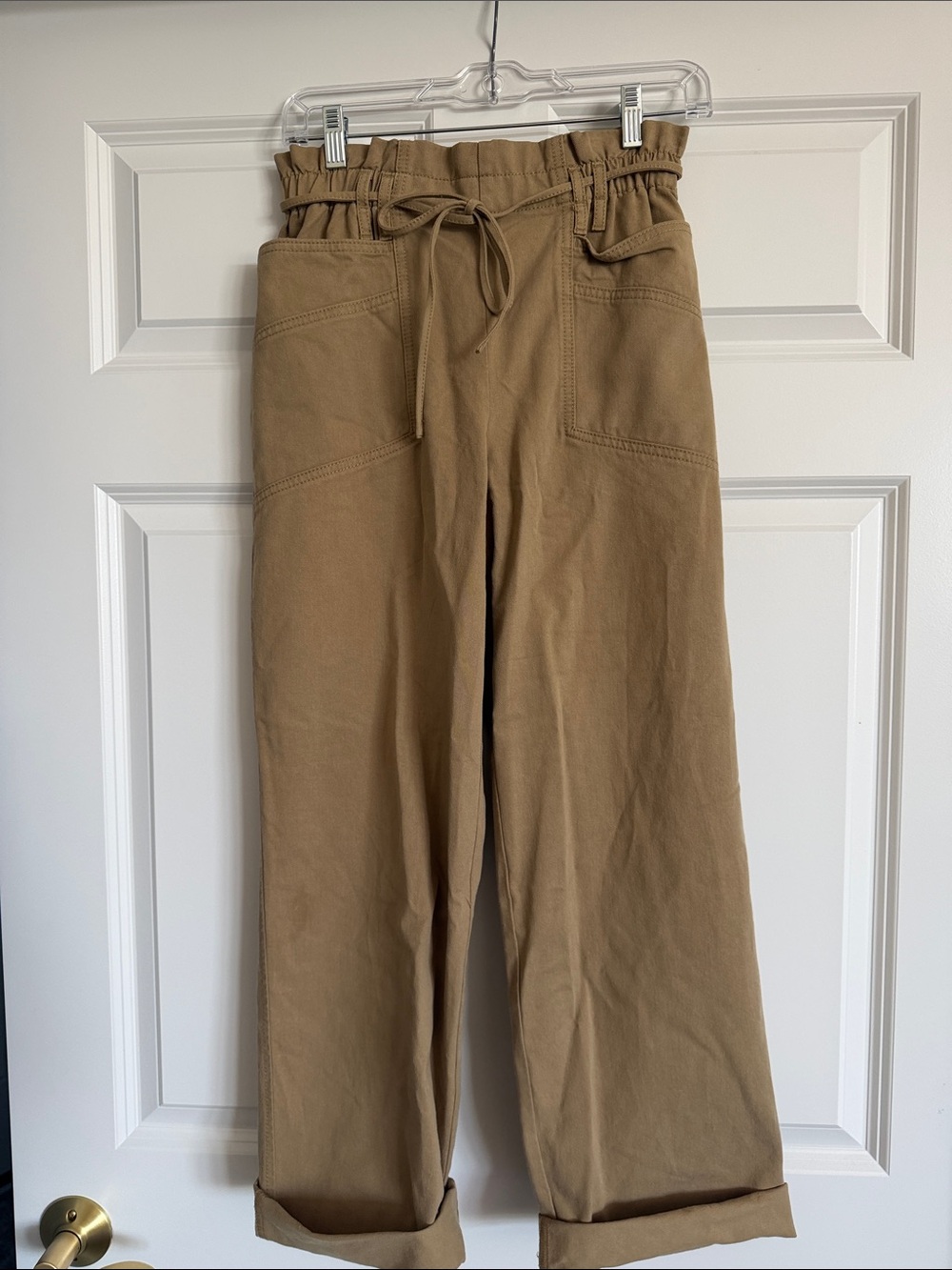 LOFT Wide Leg Paperbag Waist Pants in Tan